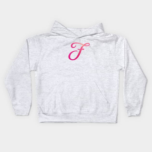 Letter F Monogram, Pink Color Personalized Design Kids Hoodie by Star58